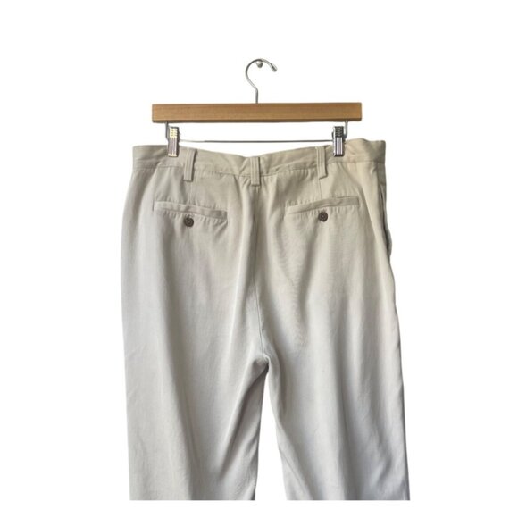 VTG Tommy Bahama Relax Mens Silk Pants 38 Cuffed Beige Trousers Tan Beach Preppy - Picture 5 of 9